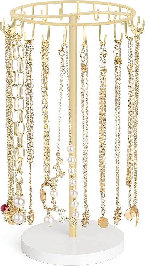 Mkono Necklace Holder Metal Jewelry Display Stand Necklace Organizer with 22 Hooks for Storage and Hanging Bracelet Keychain 