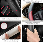 Wine Red Car Steering Wheel Cover, Nappa Leather, Bottom Color Blocking, Universal 14.5-15 Inch Leather Anti-Slip Breathable 