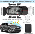 TINGLU Window Shades 8PCS for Toyota Highlander 2020-2026 Accessories Car Side Full Windows Rear Triangular Windshield Sun Shade Sun UV Rays & Privacy Protection for Camping,Napping,and Relaxing