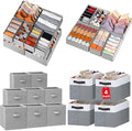 Closet Organizers and Storage Bins Set for Clothes, Toys, Beddings - 18 Pack Drawer Organizers for Clothing+ 8 Pack 11 inch C