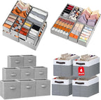 Closet Organizers and Storage Bins Set for Clothes, Toys, Beddings - 18 Pack Drawer Organizers for Clothing+ 8 Pack 11 inch C