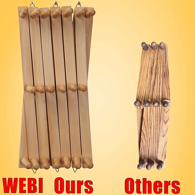 WEBI Accordion Wall Hanger,Expandable Wooden Coat Rack Wall Mounted,Accordion Hat Rack for Wall,Accordion Hook Rack for Hats,