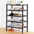 Smiry Shoe Rack, 5 Tier Thick Bamboo Shoe Organizer, Stackable Free Standing Wooden Shoe Storage Shelf for Closet, Entryway, 
