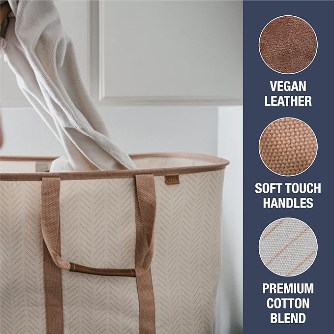 CleverMade Collapsible Laundry Tote 2-Pack (50L) – Foldable Carry-All Storage Bin for Laundry, Car Trunk, RV, Dorm & Home Org