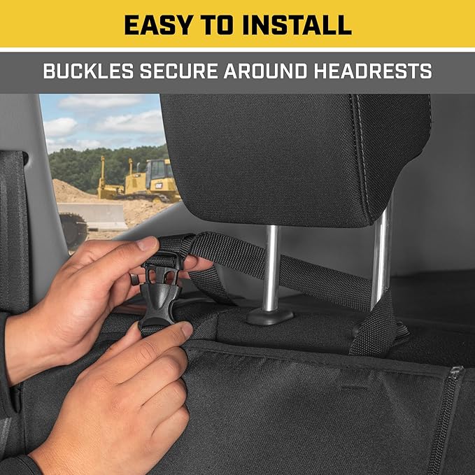 CAT Flexfit™ Black Rear Seat Cover for Car, SUV, & Truck - Durable Canvas Material Back Car Seat Covers 60/40 Split Bench Pro