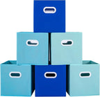 Stero Fabric Storage Bins 6 Pack Fun Colored Durable Storage Cubes with Plastic Handles Foldable Cube Baskets for Home, Kids 