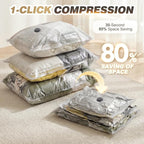 Vacuum Seal Bags for Clothing Travel with Rechargeable Electric Pump, Space Saver Vacuum Storage Bags Travel, Reusable Compre