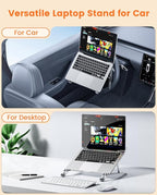 Steering Wheel Laptop Holder for Car SUV Pickup Truck Tesla Vehicle Workstation, Adjustable Foldable Portable iPad Tablet Laptop Stand for Desk, Tiktok Car Travel Essentials 2026 -Silver