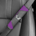 Car Seat Belt Cover 2 Pcs Leather Shoulder Pad with Bling Crown Protector Car Safety Strap Covers Accessories,Purple
