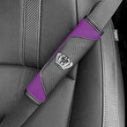 Car Seat Belt Cover 2 Pcs Leather Shoulder Pad with Bling Crown Protector Car Safety Strap Covers Accessories,Purple