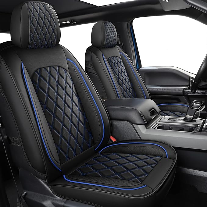 MIROZO 2PCS Front Seat Covers,Waterproof Car Seat Cover Blue Vehicle Cushion Cover Breathable Fit for Most Sedan, Truck and S