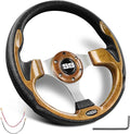 NOKINS 12.5" Universal Golf Cart Steering Wheel, Fit EZGO TXT/RXV/Club Car DS/Precedent/Yamaha, Most Golf Carts (Wood)
