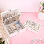 BOOVO Earring Jewelry Box For Women Girl Stud Organizer, 4 Layers Girl Jewelry Organizer Box With Lock Earring Holder Organiz