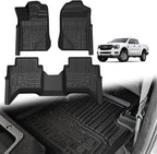 TripleAliners Truck Mat Compatible with 2024-2026 Ford Ranger SuperCrew Accessories, Floor Mats Heavy Duty Custom Fit All Weather Protection TPE Pickup Liner