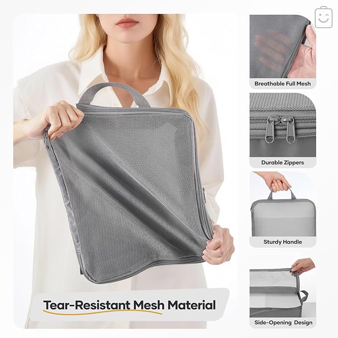 Veken 11 Set Compression Packing Cubes for Travel Essentials,Compressible Expandable Large Luggage Suitcase Organizer Bags fo