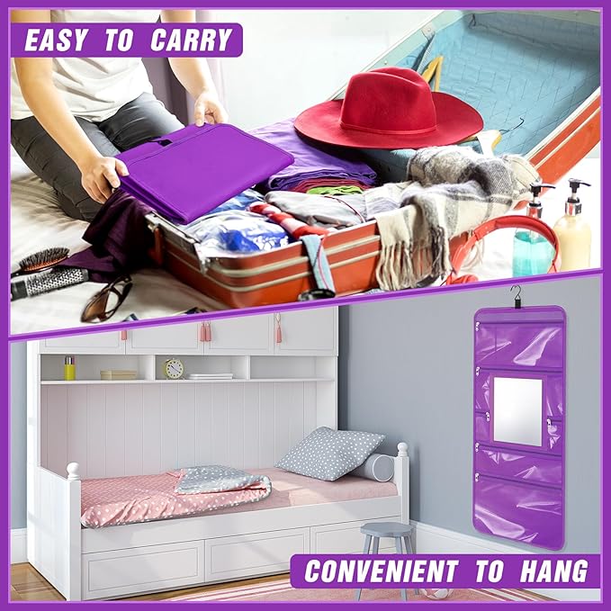 Hanging Toiletry Bag with Mirror for Men Women Travel Kit Large Foldable Beauty Dance Makeup Bag Organizer Storage Waterproof