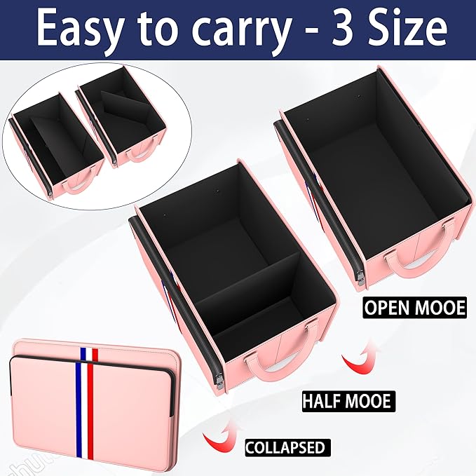 Homeve Trunk Organizer for Car, Waterproof Collapsible 3 Compartments Car Organizer, Foldable Storage for Car Accessories, Too
