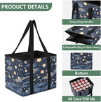 Stars and Moon Reusable Grocery Bags Large Shopping Tote Bag with Reinforced Bottom Board, Water Resistant Foldable Storage B