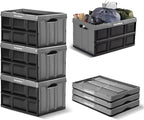 CleverMade Collapsible Storage Bins 62L (3-Pack) – Heavy Duty Collapsible Plastic Storage Bins, Large Stackable Folding Stora