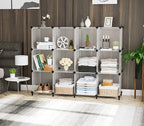 AWTATOS Cube Storage Organizer Storage 12 Cube Bookshelf DIY Plastic Closet Storage Shelves with Wooden Mallet, Ideal Storage