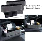 Car Seat Organizer Cup Drink Holders,Multifunctional Gap Filler Storage Box,Insert Organization Helps Reduce Distracted Driving&Holds Phone Mount Mug Bottle Cellphones Coasters Wallet Cards (Gray)