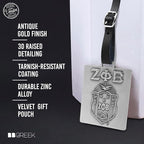 Zeta Phi Beta Sorority Paraphernalia - Official Vendor - Luggage Tags - Set of 2 - Greek Letters and Shield