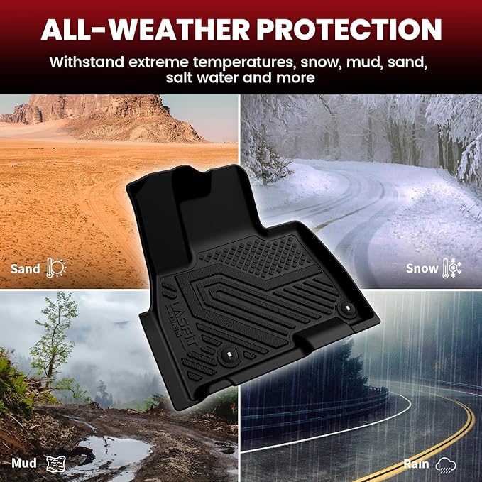 LASFIT Floor Mats & Backrest Mats & Cargo Mat for Kia Carnival 2026 2025 2024 2023 2022 (Only Fit Gas & 8 Seats), All Weather TPE Custom Fit Floor Liners Full Set Car Mats Trunk Mat Accessoires, Black