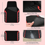 CAR PASS Air Mesh Leather Car Seat Covers for Front Seats, Waterproof Car Floor Mats, Sporty Steering Wheel Cover, Universal 