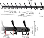 Dseap Coat Rack Wall Mount - 38” Long 10-Tri-Hooks Heavy Duty Coat Hanger Rail Wall Hooks for Hanging Coats Hats Clothing Clo