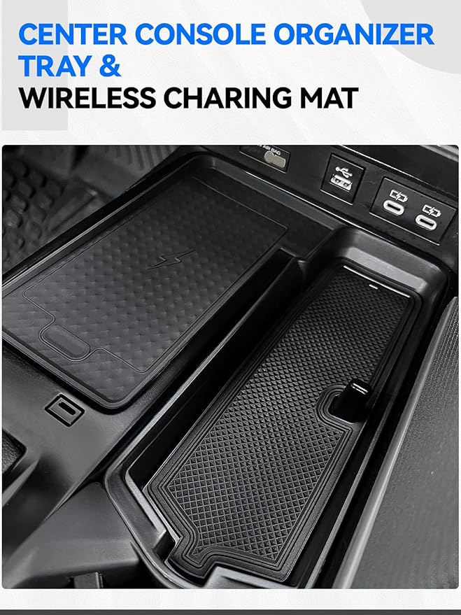 ELECFRESH 4PCS Center Console Organizer Tray for 2025 2026 Toyota Camry Accessories, Armrest Storage Box, Cup Holder, Wireless Charging Mat for Toyota Camry