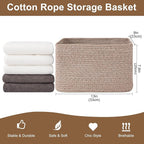 OIASKET Storage Baskets for Organizing, Woven Decorative Baskets for Shelves - Books, Towels, and Clothes, Cotton Rope Toy St