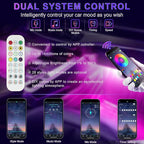 LivTee Smart Car Interior Lights, RGB LED Accent Lights with App Control, DIY Mode, Music Mode, 2-Line Design, Car Accessories for Women