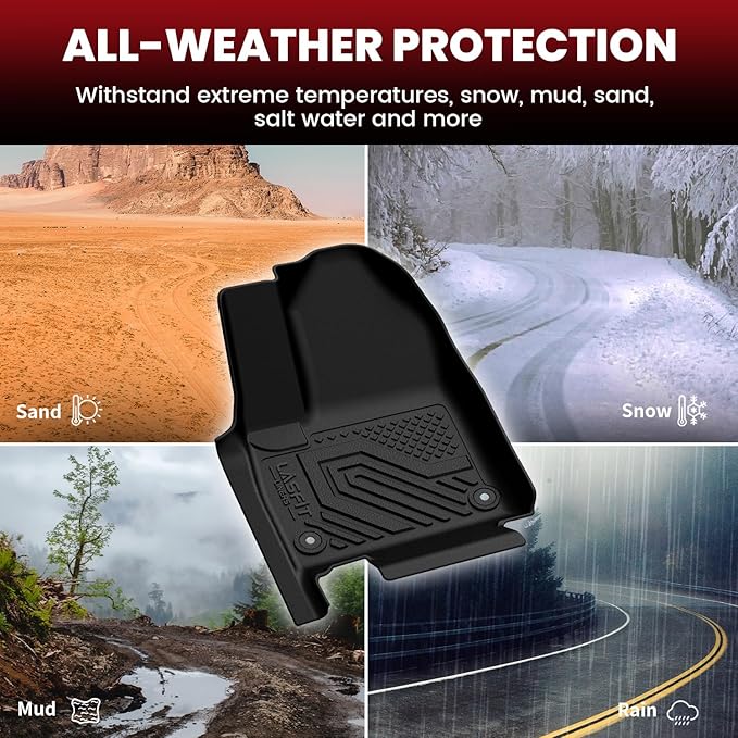 LASFIT Floor Mats & Trunk Mat for Jeep Wagoneer 2022-2025 8 Seaters (NOT for 7 Passengers/Wagoneer L/Wagoneer S) All Weather Custom Fit Car Floor Liners Black