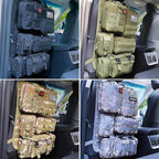 Universal Tactical Car Seat Back Organizer Bag Tactical Molle Vehicle Organizers Panel Vehicle Protector Organizers with 5 Detachable Pouches for Car Truck Ford Jeep (Black camo)