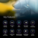 Nextbase 422GW Dash Cam Front and Rear Camera with App- Full 1440p/30fps Quad HD Small in Car- WiFi Bluetooth GPS- Alexa Voic