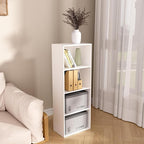 Wooden 4 Cube Storage Organizer, 4 Tier Tall Modern Bookshelf Freestanding Storage Display Organizer, Versatile Cubes Shelf a
