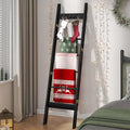 Hzuaneri Blanket Ladder for Living Room, Decorative Quilt Rack with 4 Removable Hooks, 6-Tier Farmhouse Ladder Holder Shelf O