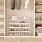 5-Tier Small Shoe Rack,Stackable Shoe Shelf Storage Organizer for Entryway Hallway Closet Bathroom Living Room(White-5Tier)