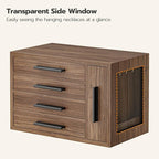 HOOBRO Jewelry Box for Women, Wooden Jewelry Organizer with Transparent Window, 4-Layer Jewelry Organizer Box, Jewelry Holder