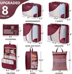 8 Set Packing Cubes for Travel, Gifts for Women Mom,Anti-Tearing Suitcase Organizer for Luggage with Shoe & Hanging Toiletry 
