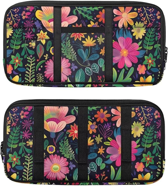 Pink Floral Car Sun Visor Organizer, Multi-Pocket Visor Organizer Storage Pouch for Cars, SUVs & Trucks with Velcro Straps Fashion Auto Accessories for Cars Interior Women