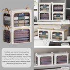4 Pack Clothes Storage Bins with Metal Frame - 66L Stackable Storage Box with Lid，Foldable Storage Container Organizer for Cl