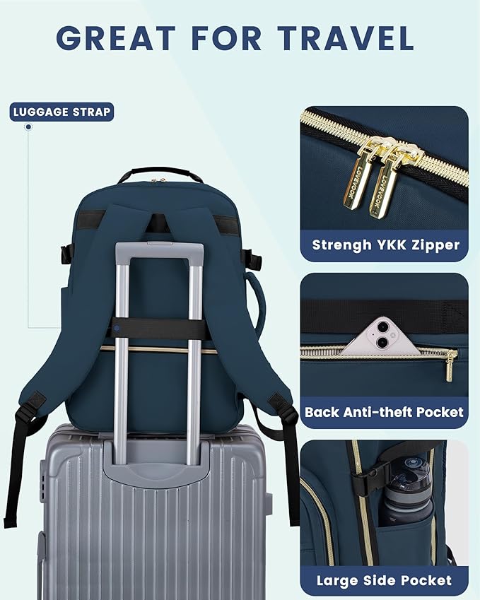 LOVEVOOK Travel Backpack for Women & Men 40L,Airline Approved Carry On Backpack Travel Essentials,TSA Carry on Luggage,Waterp