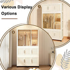 Portable Closet Wardrobe with Magnetic Doors, Foldable Armoire Wardrobe Closet with 1 Hanging Rod, 9 Cubes and 6 Hangers, Clo