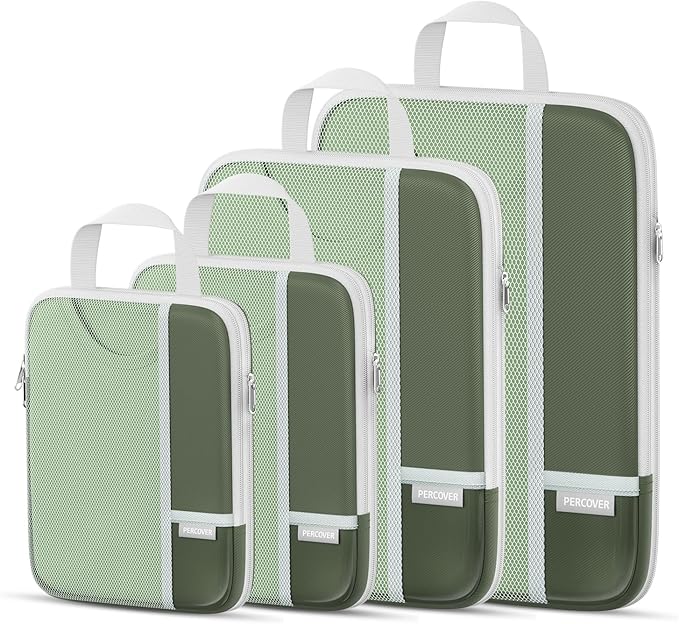 Percover Compression Packing Cubes 4-Piece Set, Packing Cubes Compression for Travel with Label Pockets, Travel Organizer for