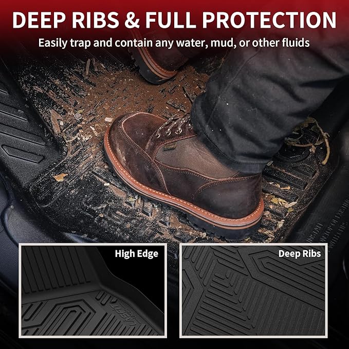 LASFIT Floor Mats & Trunk Mat for Honda Accord Sedan 2026 2025 2024 2023 (Gasoline & Hybrid), All Weather TPE Floor Liners 1st & 2nd Row & Cargo Mat Full Set, Black