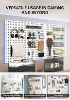 Wall Organizer Peg Board - Elevate And Declutter Your Gaming And Office - Create A Perfectly Structured Space(White)