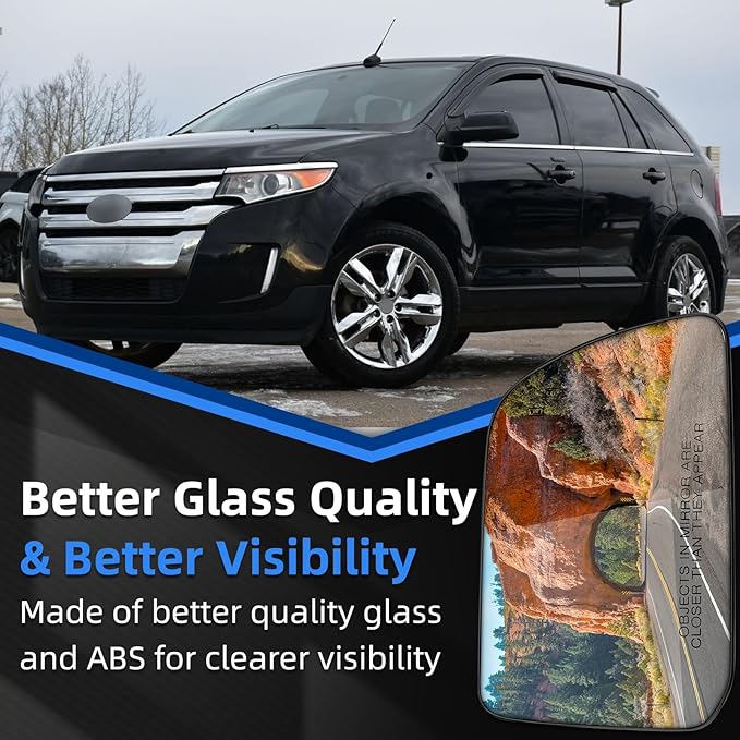 Passenger Side Mirror Replacement for Ford Edge 2011 2012 2013 2014 - Right Side Mirror Glass, Rear View Mirrors Glass with Power Heated & Blind Spot