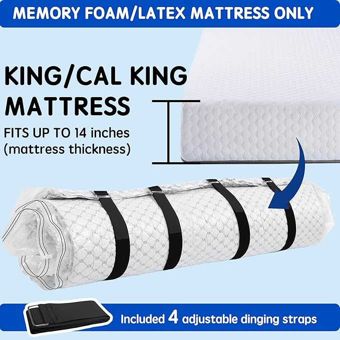 Storage Master Vacuum Storage Bag for King Size Mattress - Ideal for Memory Foam and Latex Up to 14 Inches - Designed for Eas