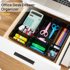 Vtopmart 25 PCS Office Desk Drawer Organizers Set, 4-Size Versatile Plastic Drawer Organizer Trays, Storage Bins for Desk Acc